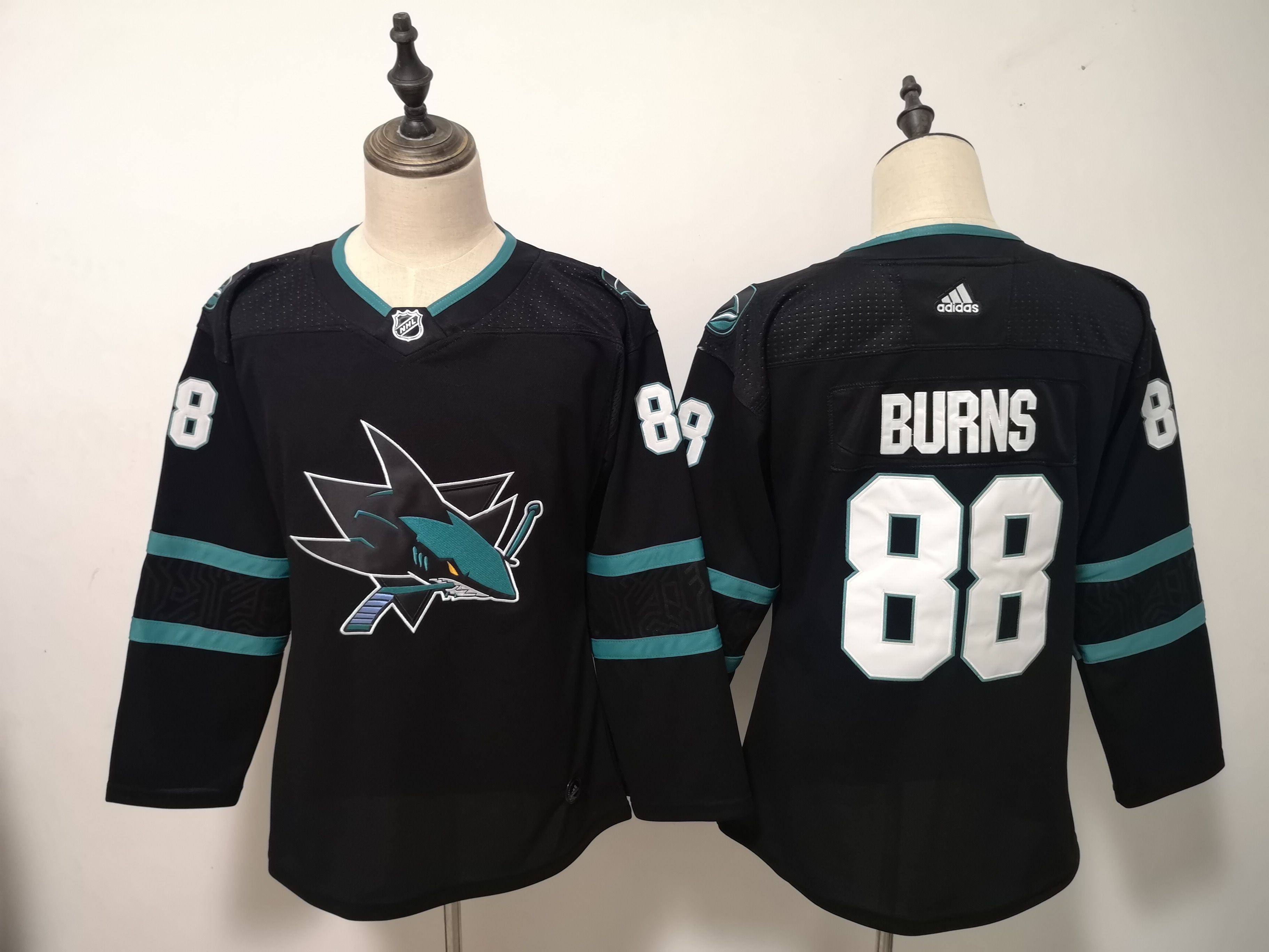 Women San Jose Sharks #88 Burns Black Adidas Stitched NHL Jersey->women nhl jersey->Women Jersey